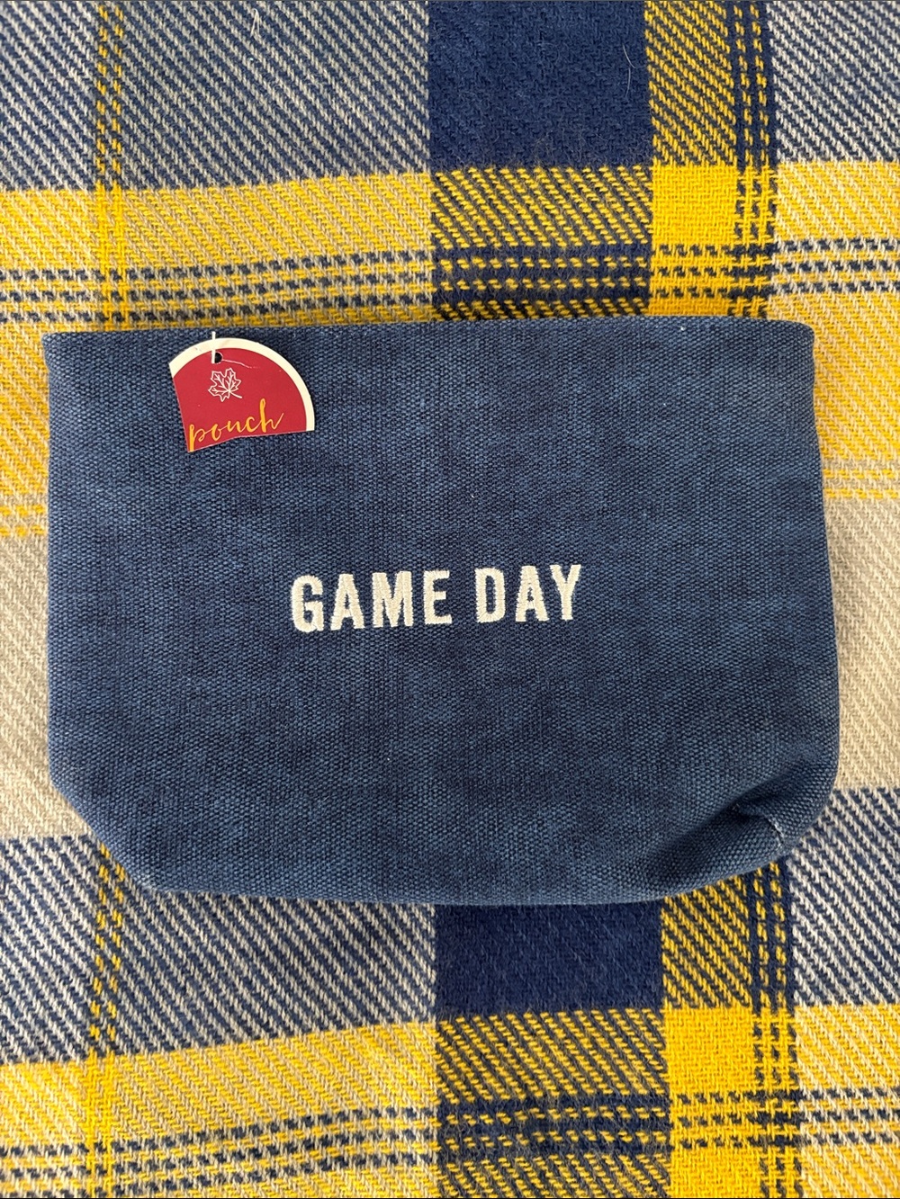 Game Day Blue Canvas Pouch Cosmetic Bag